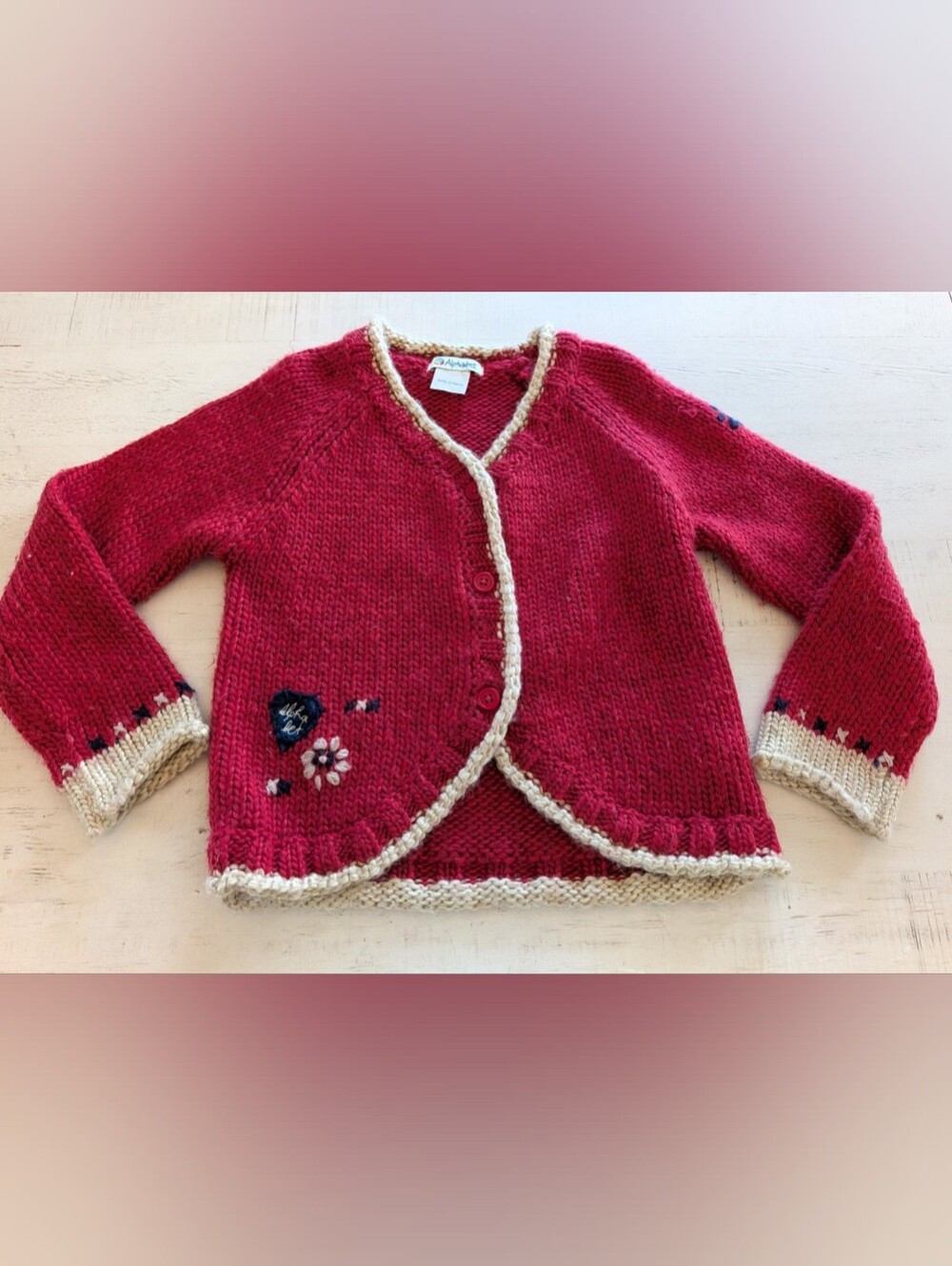 Alphabet Kids Cardigan Sweater Size 4A Made In France